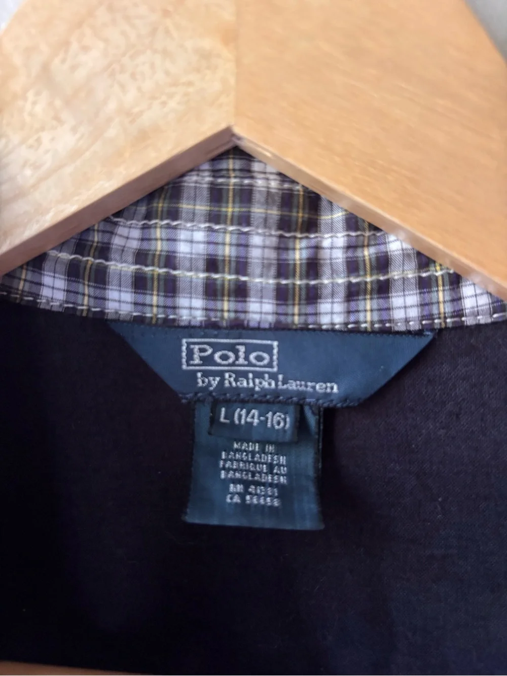 Polo Ralph Lauren Plaid Zip Up Car Bomber Jacket Navy
